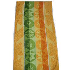 Ultra Soft Solapur Terry Towel In Yellow & Green Floral Pattern For Home Bathing & Hotels