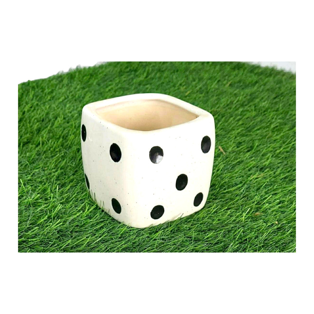 Square Dice Shape Ceramic Plant Holder