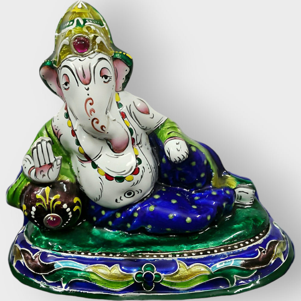Sri Ganesh On Boat Banaras Gulabi Meenakari Art