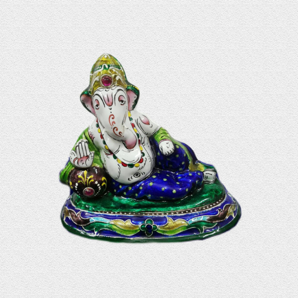 Sri Ganesh On Boat Banaras Gulabi Meenakari Art