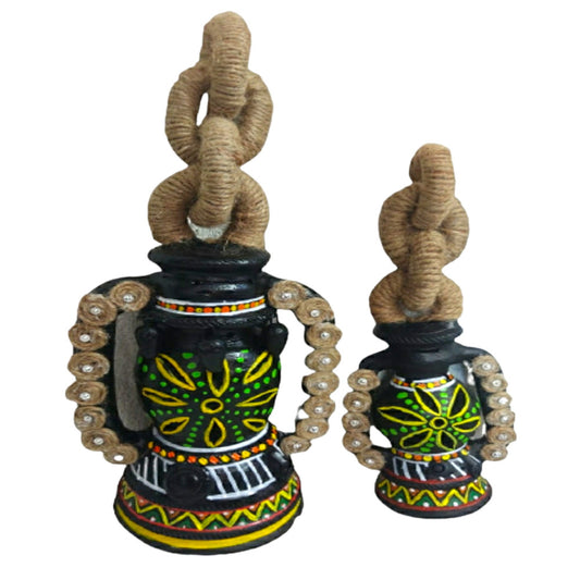Terracota Jute Painted Lamp set