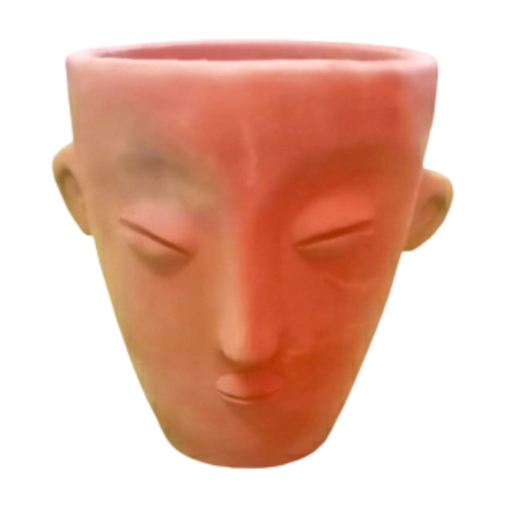 Terracota man face pot