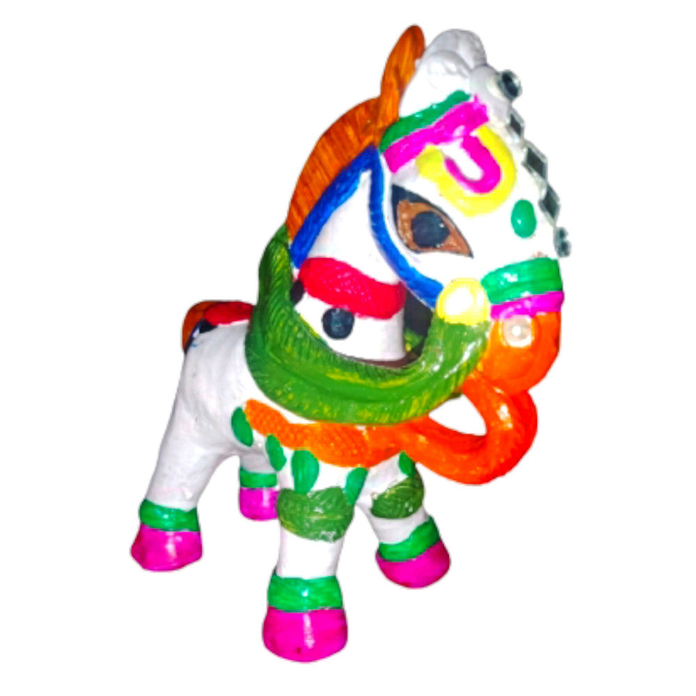 Terracota painted horse (white)