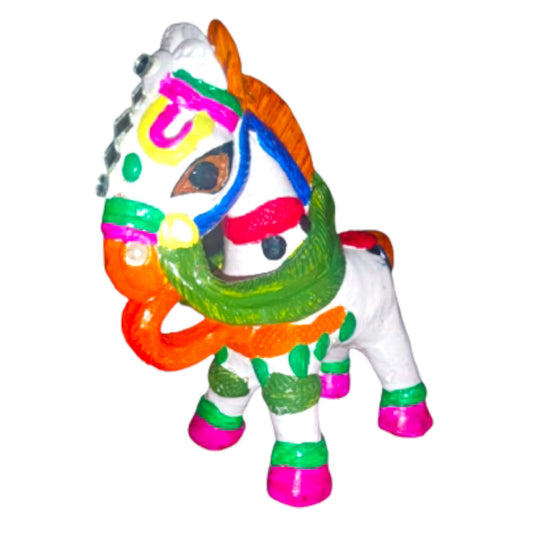 Terracota painted horse (white)