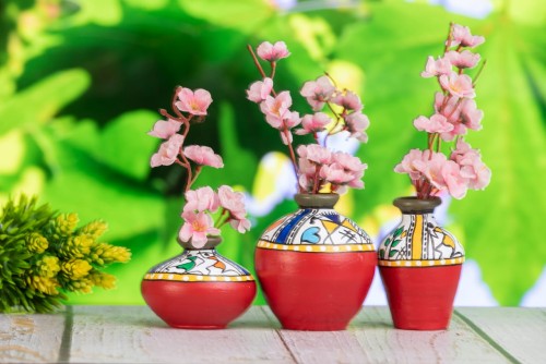Terracota Red Vase set of 3