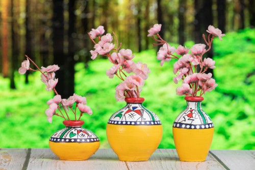 Terracota Yellow Vase set of 3