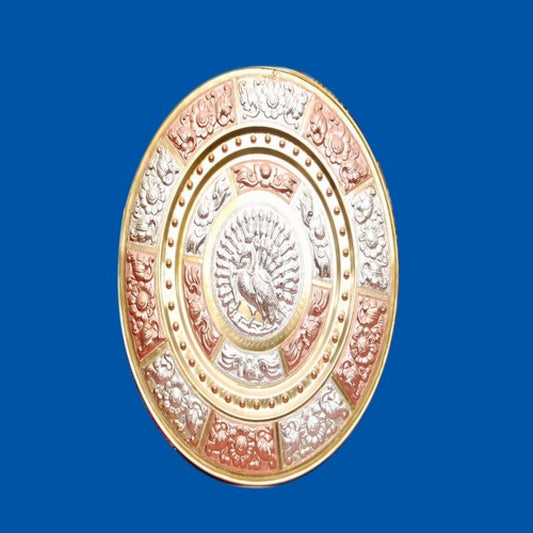 Thanjavur Art Plate with Beautiful Peacock Motif - 12 Inches