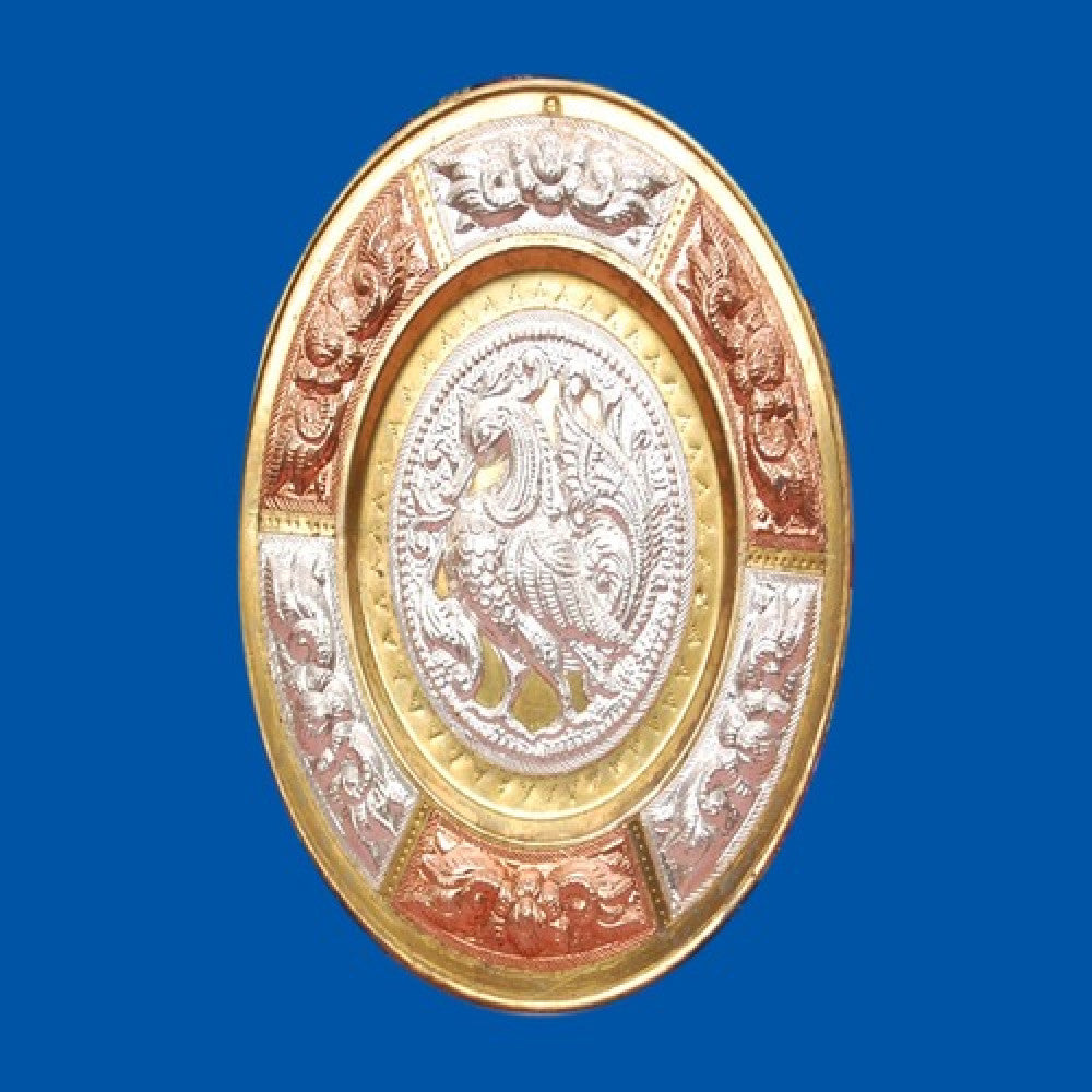 Thanjavur Art Plate with Beautiful Peacock Motif - 7 Inches