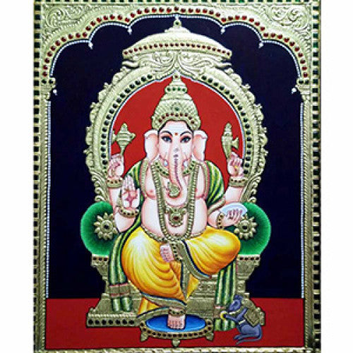 Thanjavur Painting Sitting Lord Ganesha