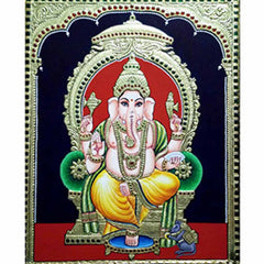 Thanjavur Painting Sitting Lord Ganesha