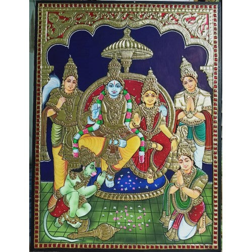 Traditional Handmade Gorgeous Thanjavur Painting Of God Gothandaramar For Wall Decoration