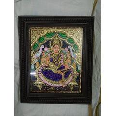 Traditional Handmade Gorgeous Thanjavur Painting Of Goddess Gaja Lakshmi For Wall Decoration