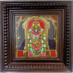 Traditional Handmade Gorgeous Thanjavur Painting Of God Balaji For Wall Decoration