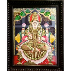 Traditional Handmade Gorgeous Thanjavur Painting Of Goddess Maha Laxmi For Wall Decoration