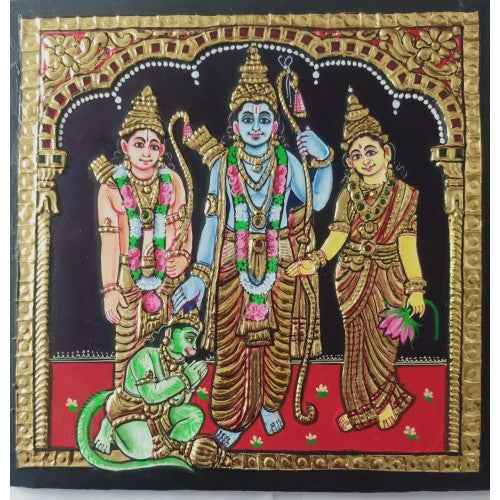 Traditional Handmade Gorgeous Thanjavur Painting Of God Kothandaramar For Wall Decoration