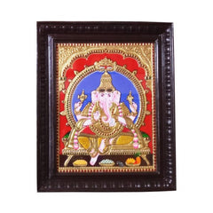 Thanjavur Painting Of Ganesha In Sitting Posture