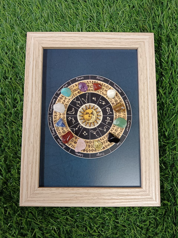 The Zodiac Wheel Crystal Wooden Frame