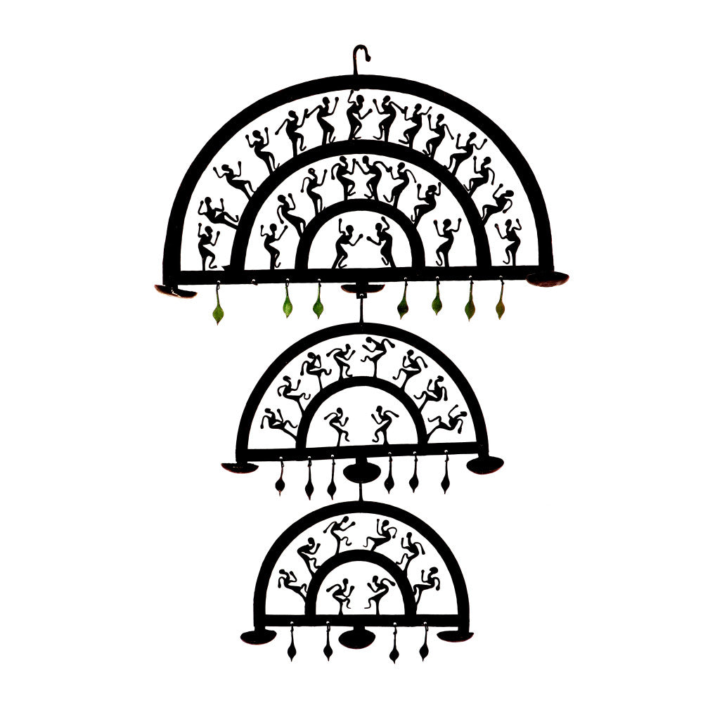 Three storied tribal candle stand