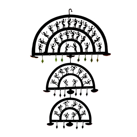 Three storied tribal candle stand