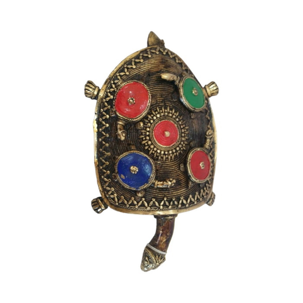 Tortoise With Beautiful Paint of Red Green & Blue on Its Shell