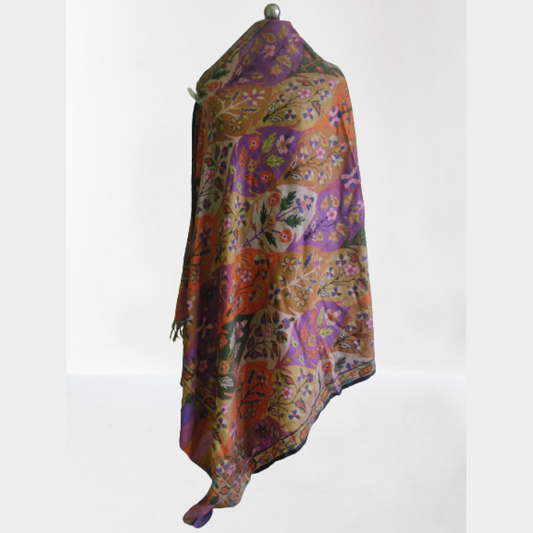 Traditional Multicolour Floral Design Kani Shawl
