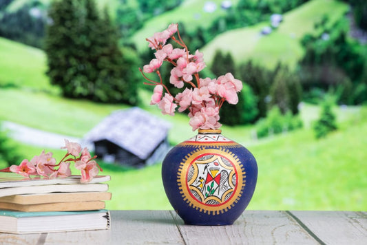 Tribal Blue Terracota vase