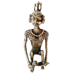 Tribal Man Holding a Small Pot & a Small Leave Bowl in his Hands