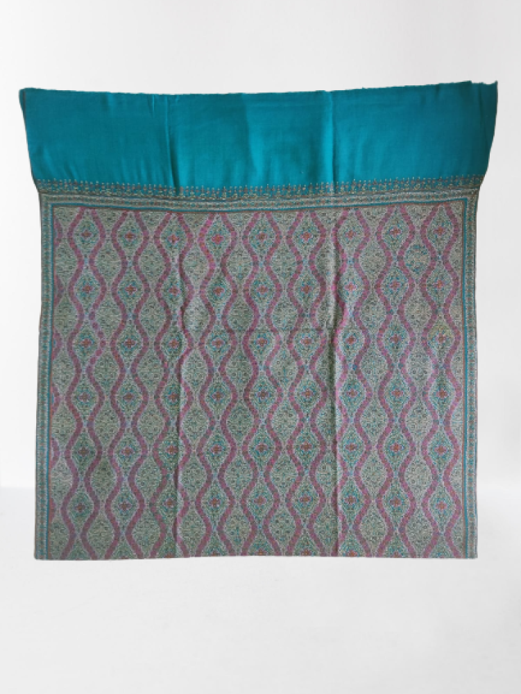 Turquoise & Pink Floral Prints Kani Shawl