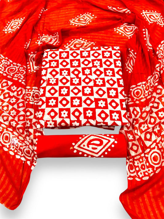 Ujjain Batik Print Orange Suit & Dress Materials Style 2