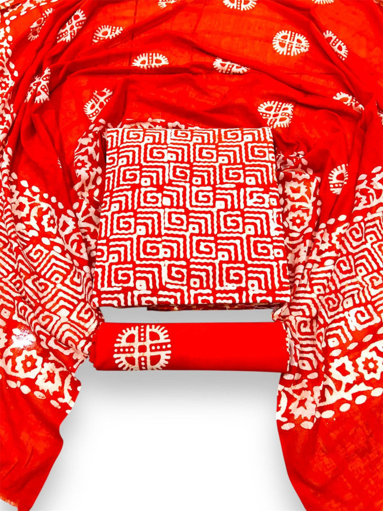 Ujjain Batik Print Orange Suit & Dress Materials Style 3