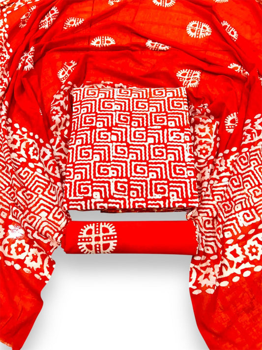 Ujjain Batik Print Orange Suit & Dress Materials Style 3