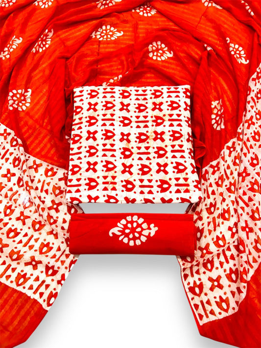 Ujjain Batik Print Orange Suit & Dress Materials Style 4
