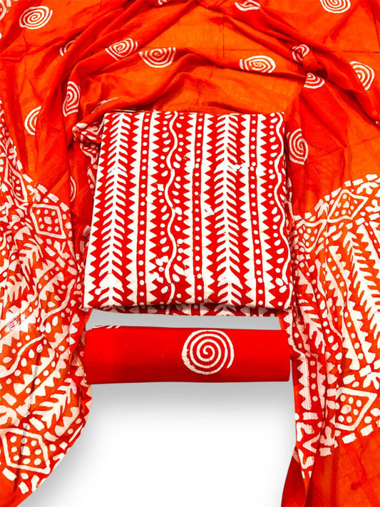 Ujjain Batik Print Orange Suit & Dress Materials Style 5