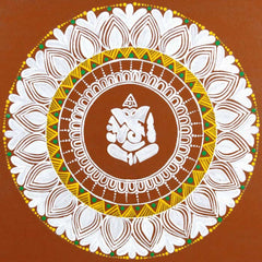 Uttarakhand Aipan Art Lord Ganpati ji on Wood
