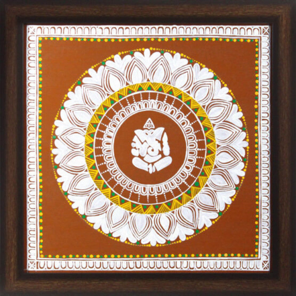 Uttarakhand Aipan Art Lord Ganpati ji on Wood