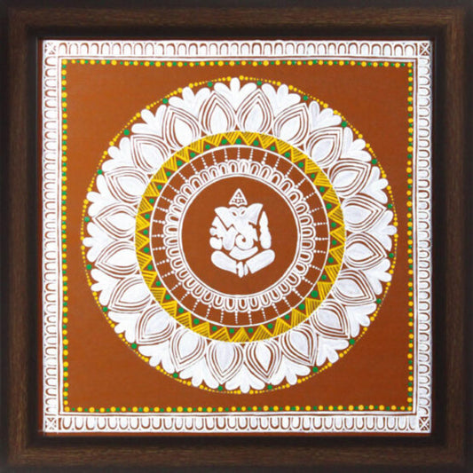 Uttarakhand Aipan Art Lord Ganpati ji on Wood