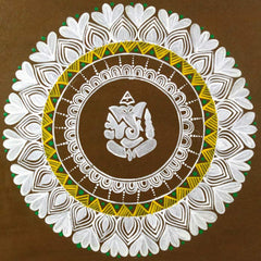 Uttarakhand Aipan Art Lord Ganpati ji on Wood Style 2