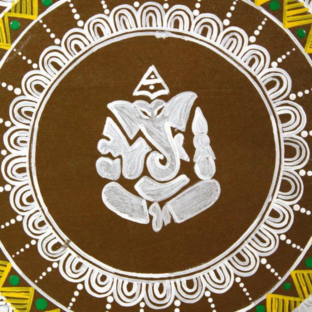 Uttarakhand Aipan Art Lord Ganpati ji on Wood Style 2