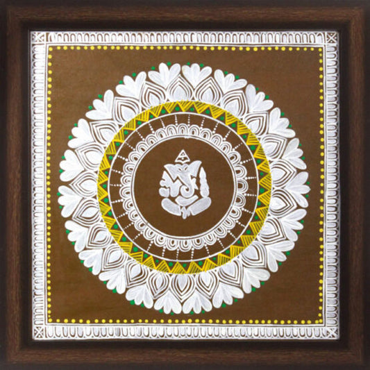 Uttarakhand Aipan Art Lord Ganpati ji on Wood Style 2