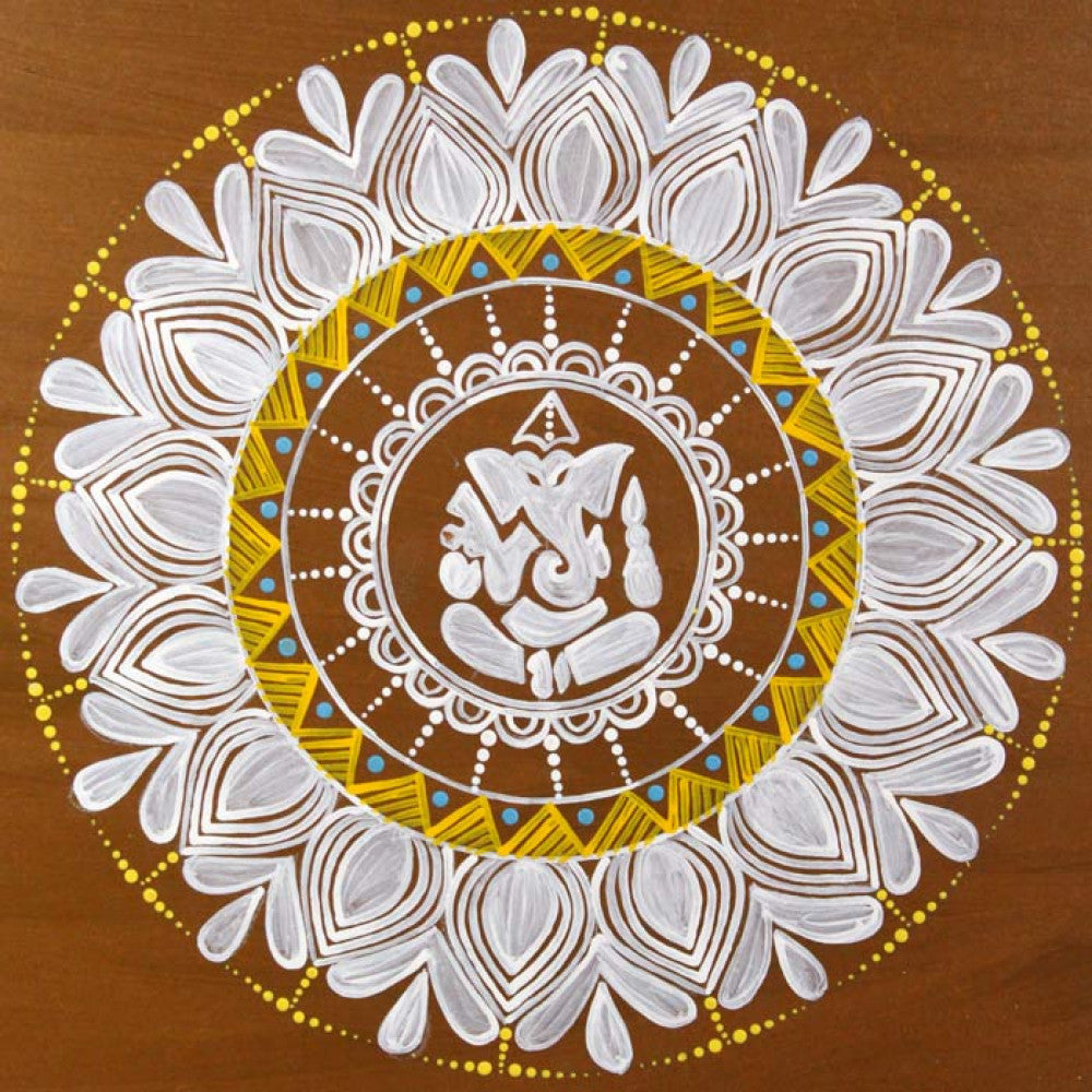 Uttarakhand Aipan Art Lord Ganpati ji on Wood Style 3