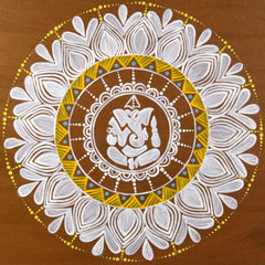 Uttarakhand Aipan Art Lord Ganpati ji on Wood Style 3