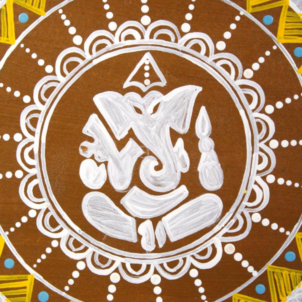 Uttarakhand Aipan Art Lord Ganpati ji on Wood Style 3