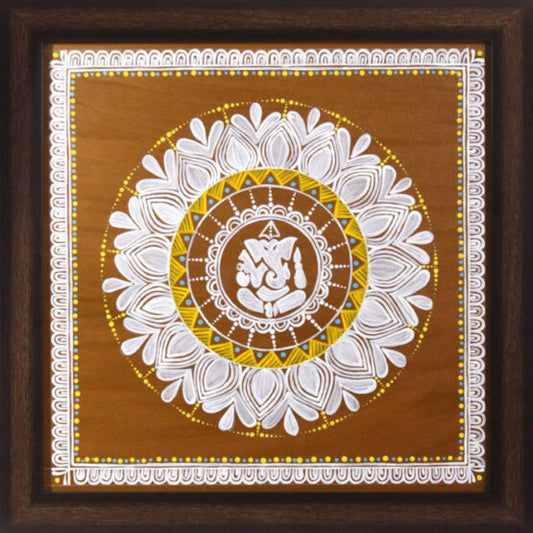 Uttarakhand Aipan Art Lord Ganpati ji on Wood Style 3
