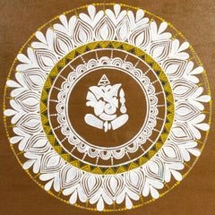 Uttarakhand Aipan Art Lord Ganpati ji on Wood Style 4