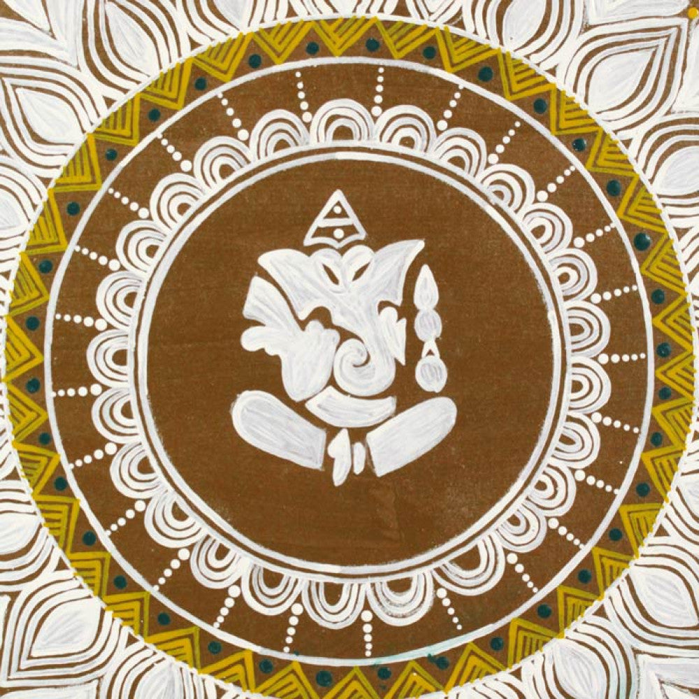 Uttarakhand Aipan Art Lord Ganpati ji on Wood Style 4