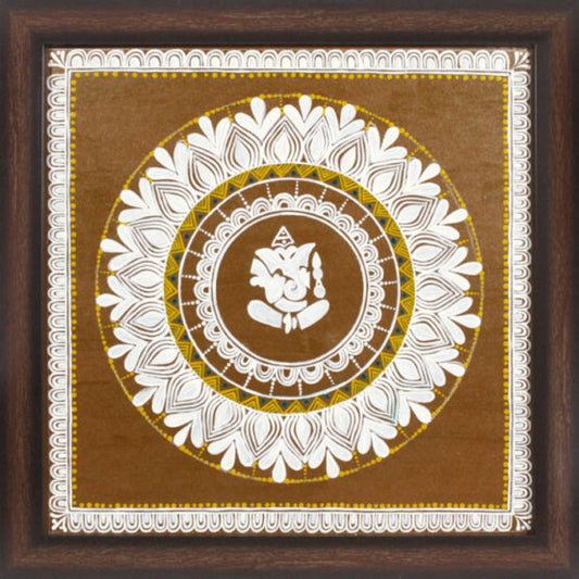 Uttarakhand Aipan Art Lord Ganpati ji on Wood Style 4