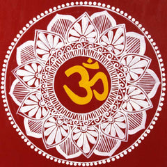 Uttarakhand Aipan Art Om on Wood Style 2
