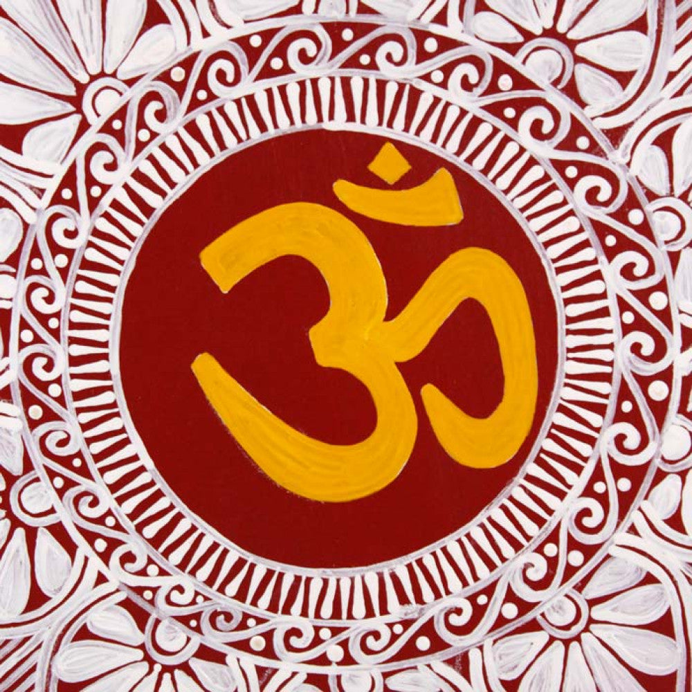 Uttarakhand Aipan Art Om on Wood Style 2
