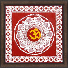 Uttarakhand Aipan Art Om on Wood Style 2