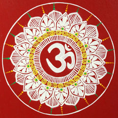 Uttarakhand Aipan Art Om on Wood Style 3
